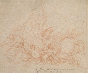 Schizzo per la Conversione di San Paolo per la cupola della Cattedrale di San Paolo (gesso rosso su carta marrone)